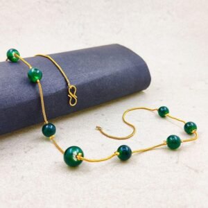 Elegant Gold Plated Beaded Pendant With Chain