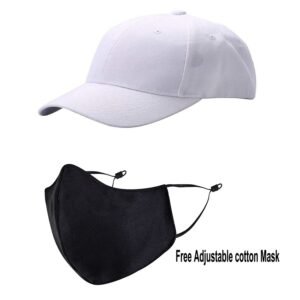 Classy Plain Cotton Cap With Mask - White (KK-2306412)