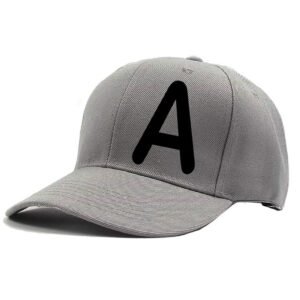 Unisex Plain A Printed Cotton Cap - Grey (KK-2217260)