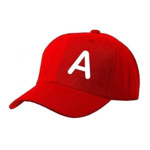 Unisex Plain A Printed Cotton Cap - Red (KK-2216584)