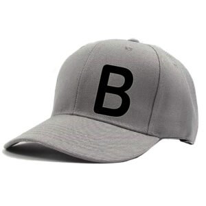 Unisex Plain B Printed Cotton Cap - Grey (KK-2217264)