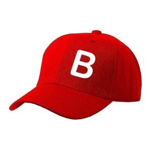 Unisex Plain B Printed Cotton Cap - Red (KK-2216588)
