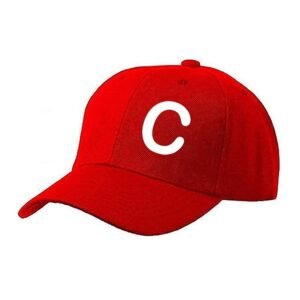 Unisex Plain C Printed Cotton Cap - Red (KK-2216585)