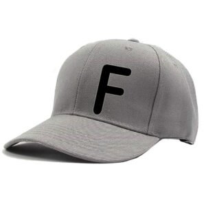 Unisex Plain F Printed Cotton Cap - Grey (KK-2217266)