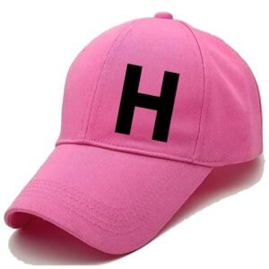 Unisex Plain H Printed Cotton Cap - Pink (KK-2215766)