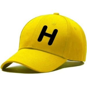 Unisex Plain H Printed Cotton Cap - Yellow (KK-2215829)