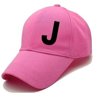 Unisex Plain J Printed Cotton Cap - Pink (KK-2215771)