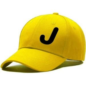 Unisex Plain J Printed Cotton Cap - Yellow (KK-2215831)