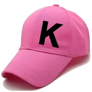 Unisex Plain K Printed Cotton Cap - Pink (KK-2215768)