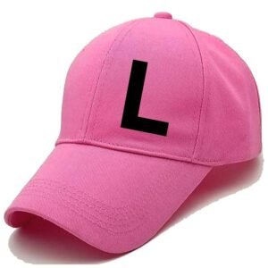 Unisex Plain L Printed Cotton Cap - Pink (KK-2215773)