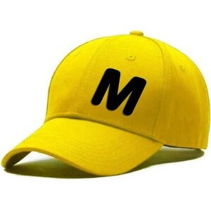 Unisex Plain M Printed Cotton Cap - Yellow (KK-2215828)
