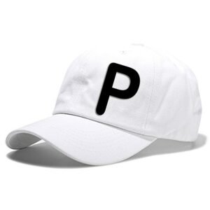 Unisex Plain P Printed Cotton Cap - White (KK-2217194)