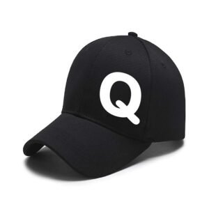 Unisex Plain Q Printed Cotton Cap - Black (KK-2215735)