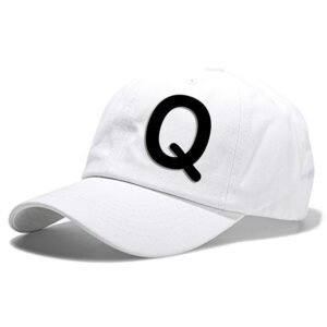 Unisex Plain Q Printed Cotton Cap - White (KK-2217191)
