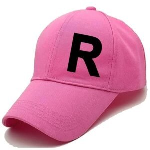 Unisex Plain R Printed Cotton Cap - Pink (KK-2215781)
