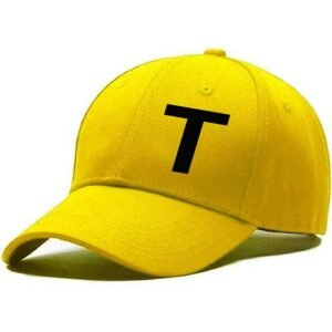 Unisex Plain T Printed Cotton Cap - Yellow (KK-2215849)
