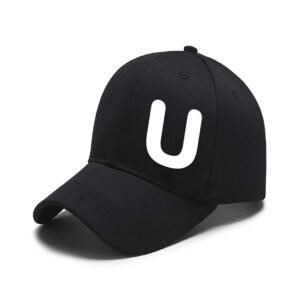 Unisex Plain U Printed Cotton Cap - Black (KK-2215738)