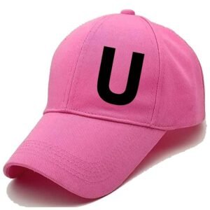 Unisex Plain U Printed Cotton Cap - Pink (KK-2215783)