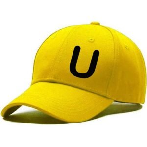 Unisex Plain U Printed Cotton Cap - Yellow (KK-2215845)