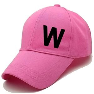 Unisex Plain W Printed Cotton Cap - Pink (KK-2215785)