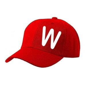 Unisex Plain W Printed Cotton Cap - Red (KK-2217173)