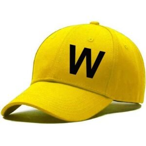 Unisex Plain W Printed Cotton Cap - Yellow (KK-2215846)