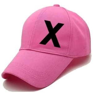 Unisex Plain X Printed Cotton Cap - Pink (KK-2215784)