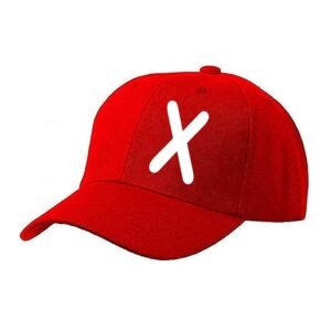 Unisex Plain X Printed Cotton Cap - Red (KK-2217175)