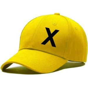 Unisex Plain X Printed Cotton Cap - Yellow (KK-2215850)