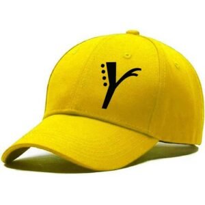 Unisex Plain Y Printed Cotton Cap - Yellow (KK-2215848)